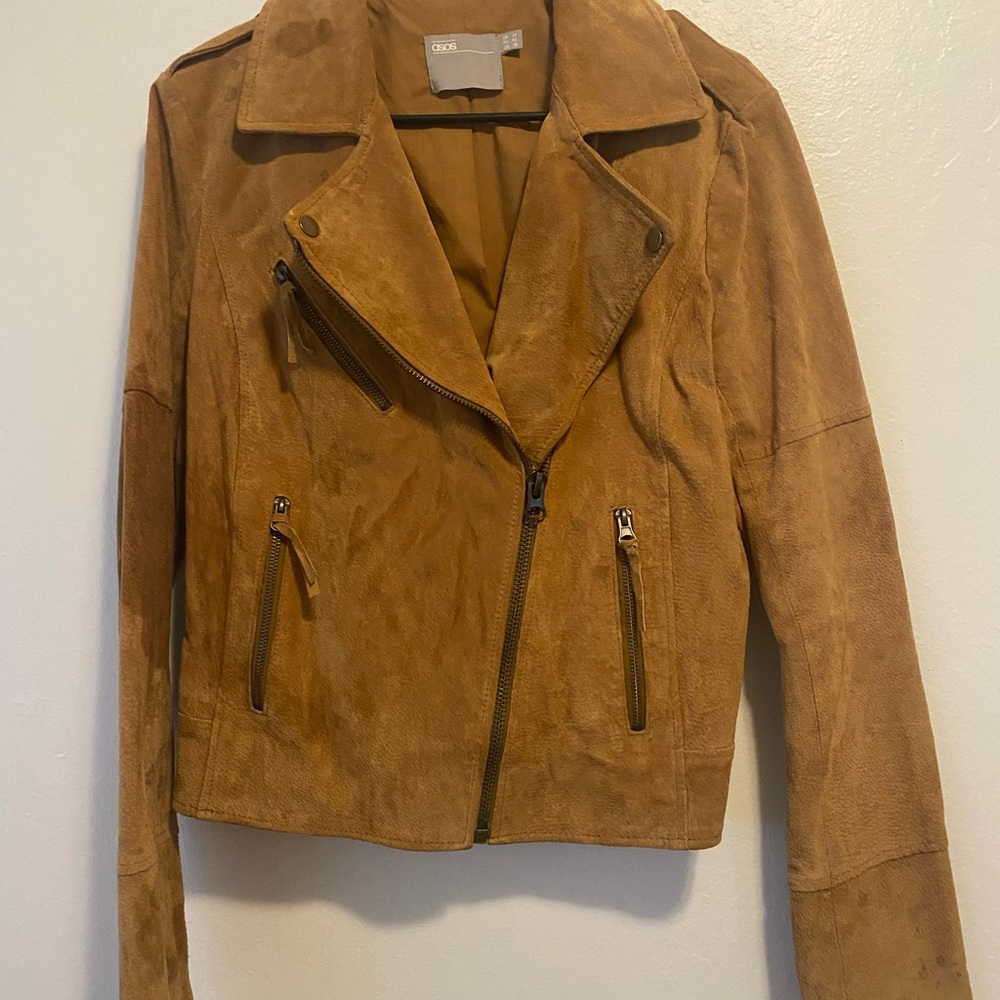 ASOS brand tan suede leather jacket